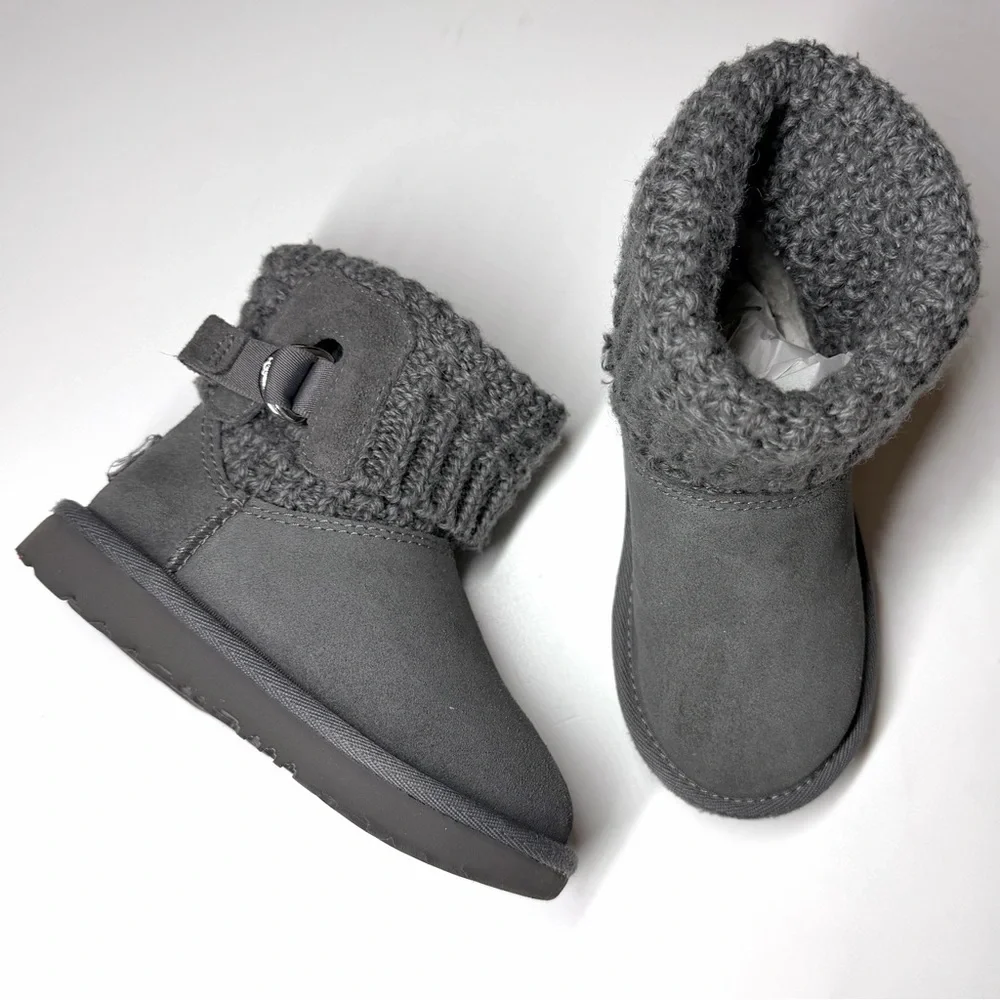 UGG Australia Kids Classic Solene Mini  Boots  Gray Size- 9